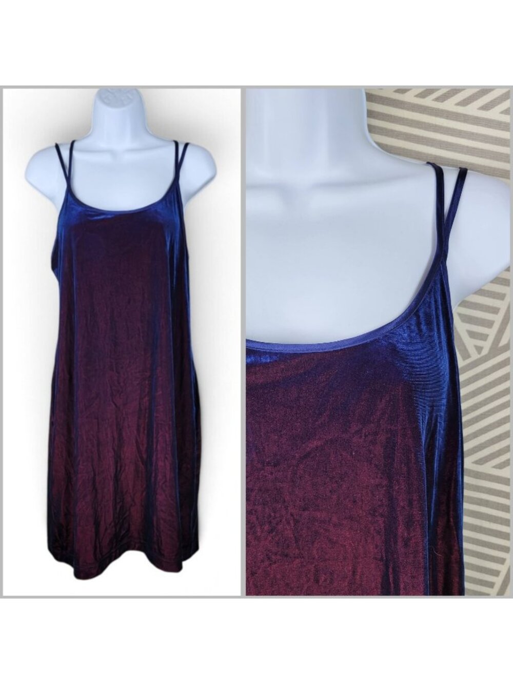Whimsigoth Velvet Mini Dress XXL Stretch Evening Sexy Blue Red Nighty Vintage